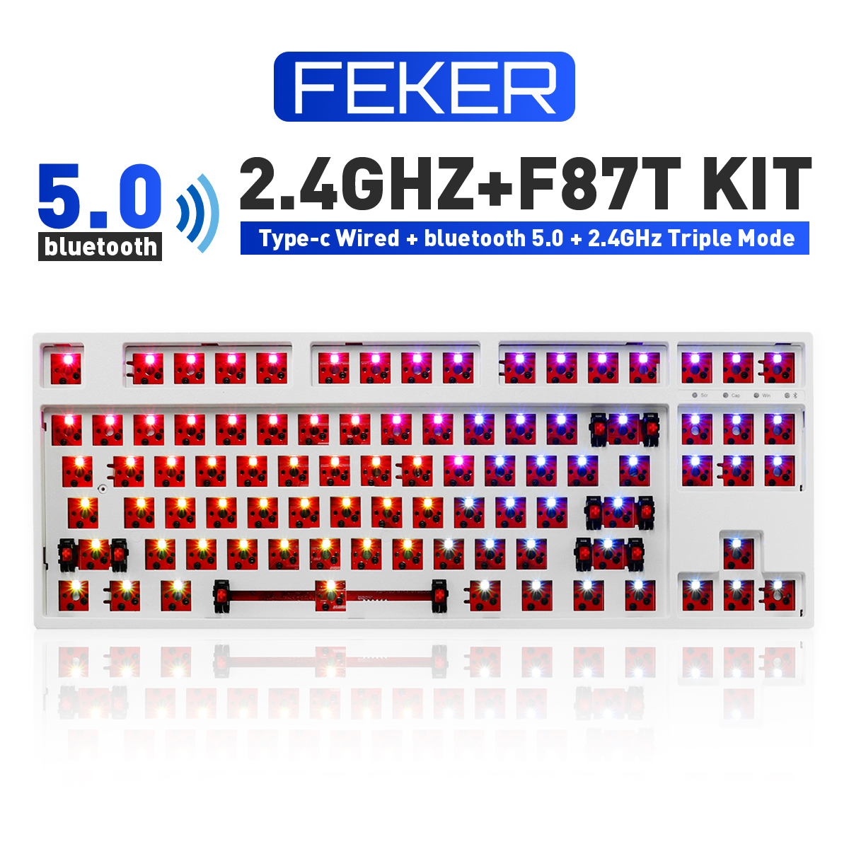 FEKER-87-Keys-Customized-Keyboard-Kit-Hotswappable-24G-bluetooth-RGB-Backlight-Frosted-ABS-Case-DIY--1876697-1