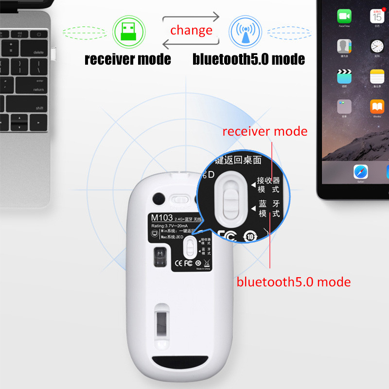 FMOUSE-M103-500mAh-24GHz-Double-Modes-DPI-Adjustable--bluetooth-50-Wireless-USB-Rechargeable-Optical-1679592-3