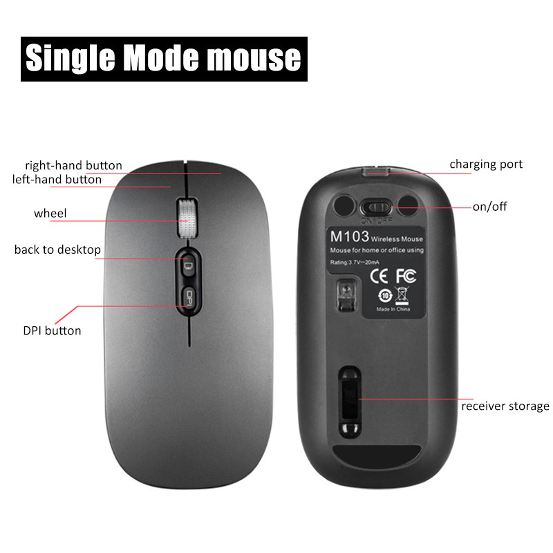 FMOUSE-M103-500mAh-24GHz-Double-Modes-DPI-Adjustable--bluetooth-50-Wireless-USB-Rechargeable-Optical-1679592-8