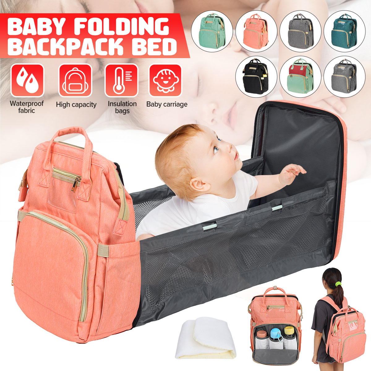 3-IN-1-Baby-Diaper-Bag-With-Baby-Bed-Crib-Foldable-Mummy-Backpack-Stroller-Hand-1960753-2