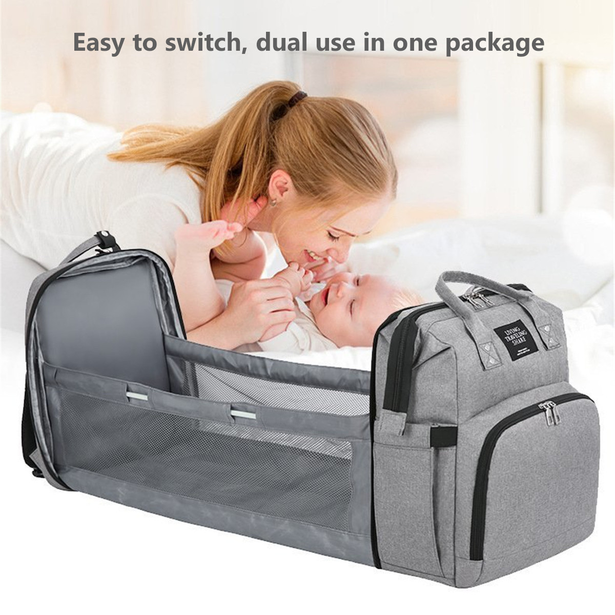 Multifunctional-Waterproof-Mummy-Bag-Portable-Diaper-Bag-Large-capacity-Folding-Bed-Bag-Out-of-bed-B-1916752-2