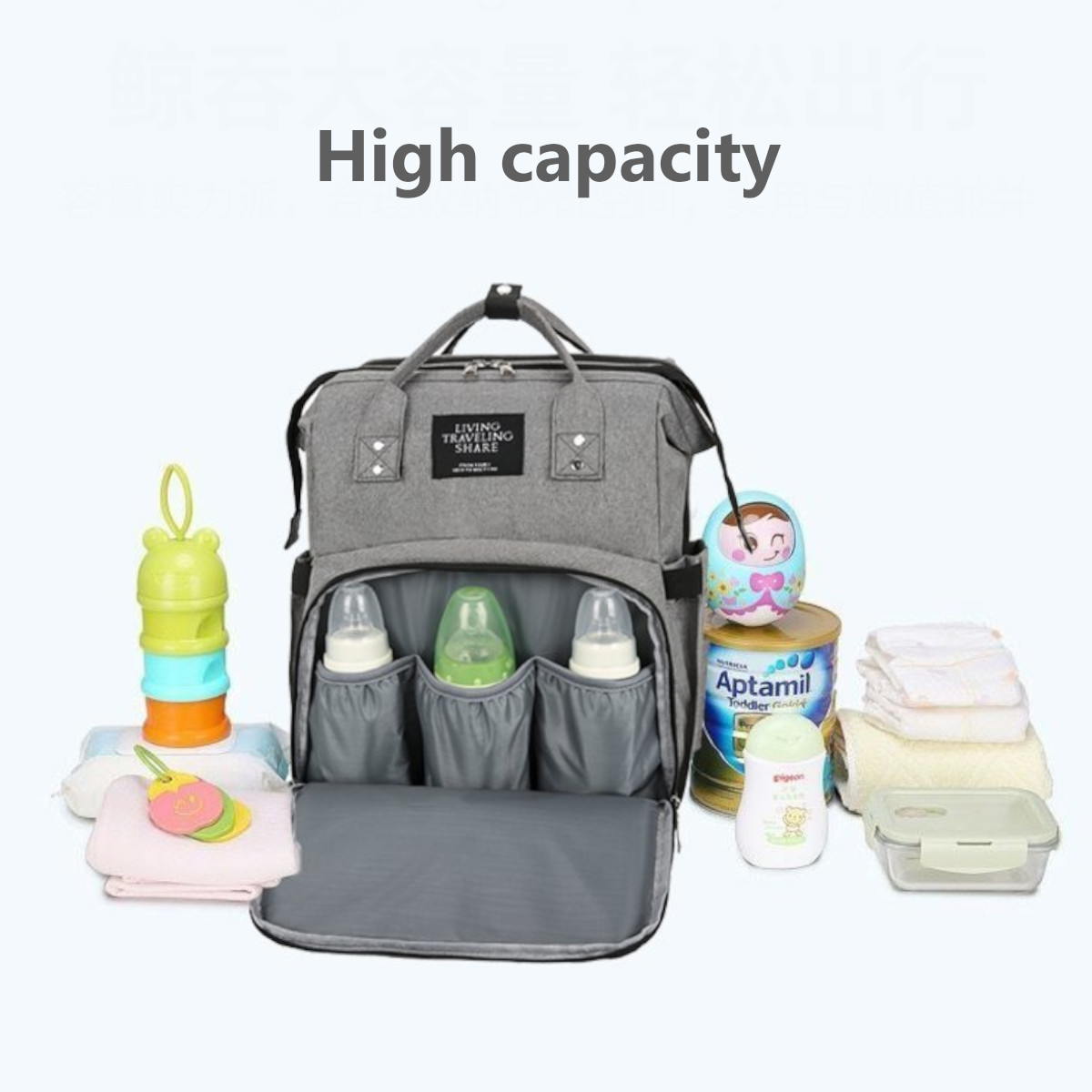 Multifunctional-Waterproof-Mummy-Bag-Portable-Diaper-Bag-Large-capacity-Folding-Bed-Bag-Out-of-bed-B-1916752-3