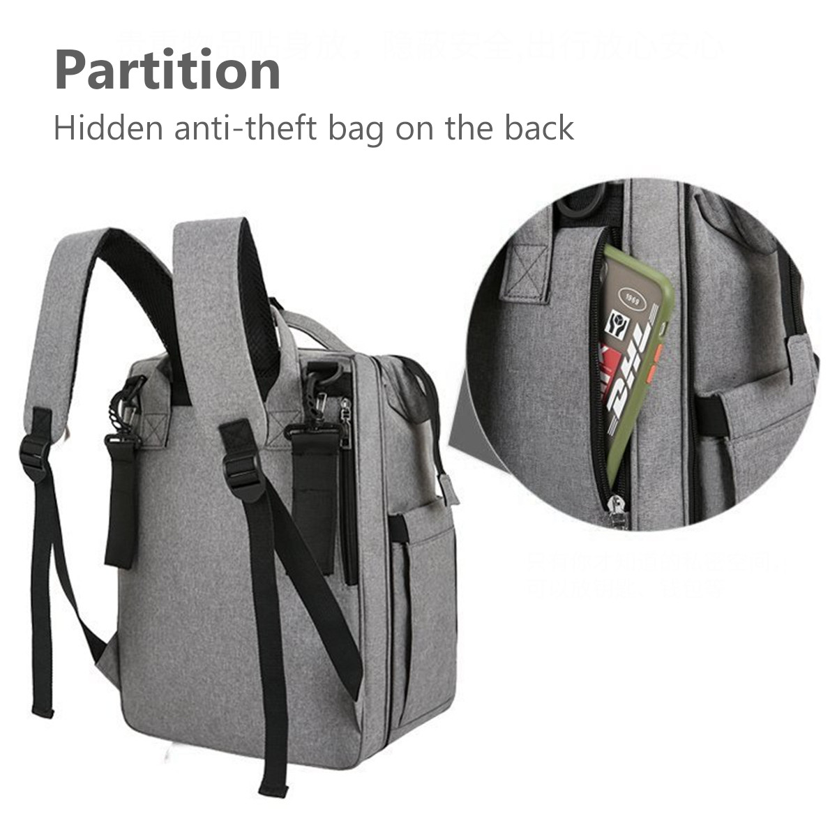 Multifunctional-Waterproof-Mummy-Bag-Portable-Diaper-Bag-Large-capacity-Folding-Bed-Bag-Out-of-bed-B-1916752-7