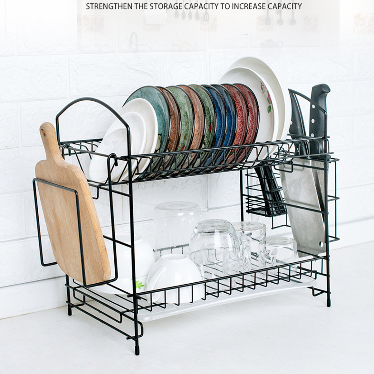 2-Layer-Dish-Drainer-Cutlery-Shelf-Drying-Holder-Rack-Drip-Tray-Kitchen-Storage-1596864-3