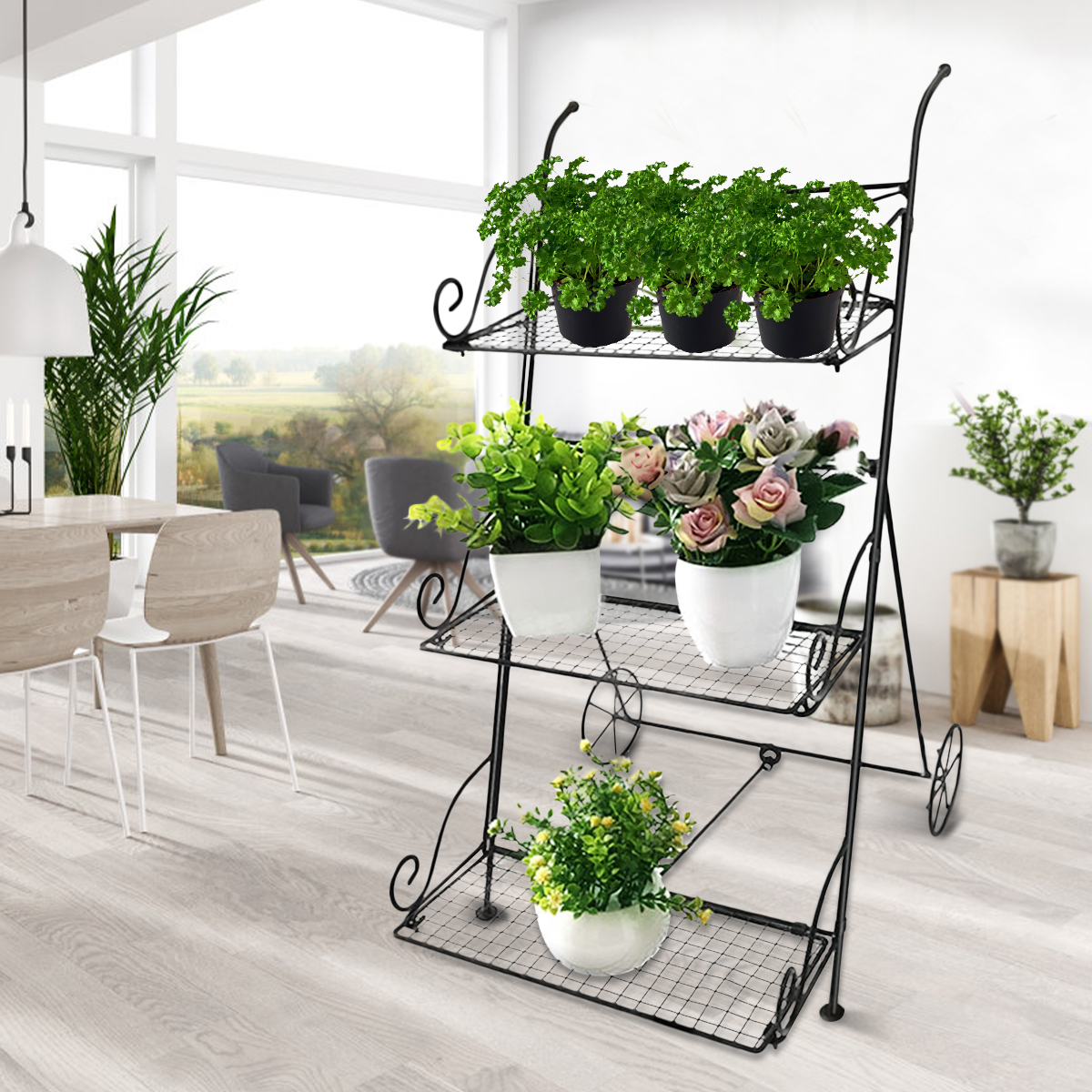 3-Tier-Garden-Cart-Metal-Shelf-Stand-Plant-Flower-Rack-Storage-Indoor-Outdoor-1692062-3