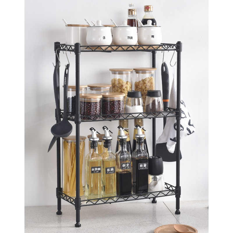 3-Tier-Multi-Function-Storage-Cart-Shelf-Rack-Organizer-Adjustable-with-4-Hooks-1683310-5