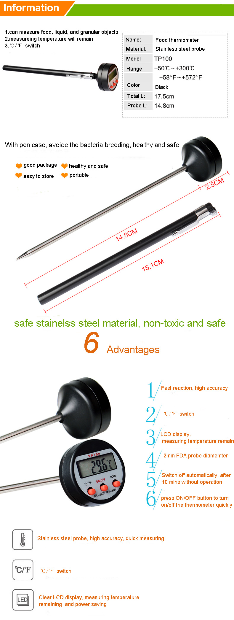 304-Stainless-Steel-Food-BBQ-Probe-Thermometer-Barbecue-Meat-Thermometer-Kitchen-Measuring-Tool-1045708-2