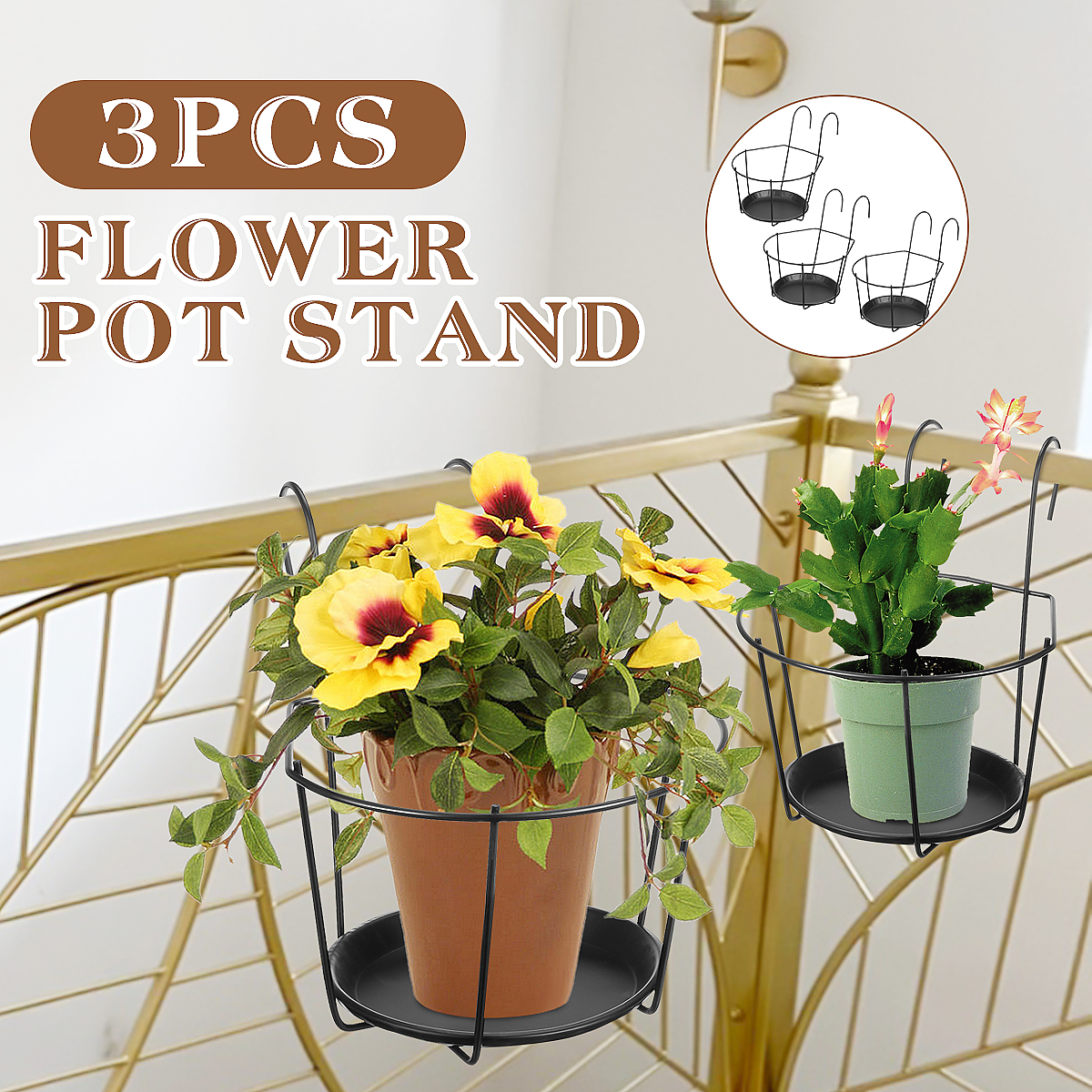 3PCS-Metal-Flower-Holder-Stand-Hanging-Pot-Basket-Plant-Garden-Wall-Storage-Rack-1738286-1