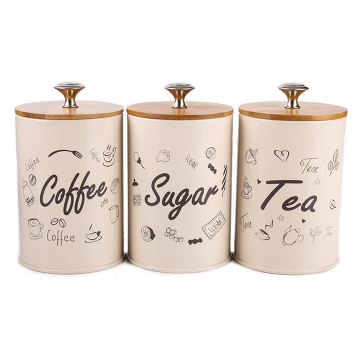 3PCS-Retro-Tea-Coffee-Sugar-Kitchen-Storage-Container-Canisters-Jars-Pots-Tins-1378929-2