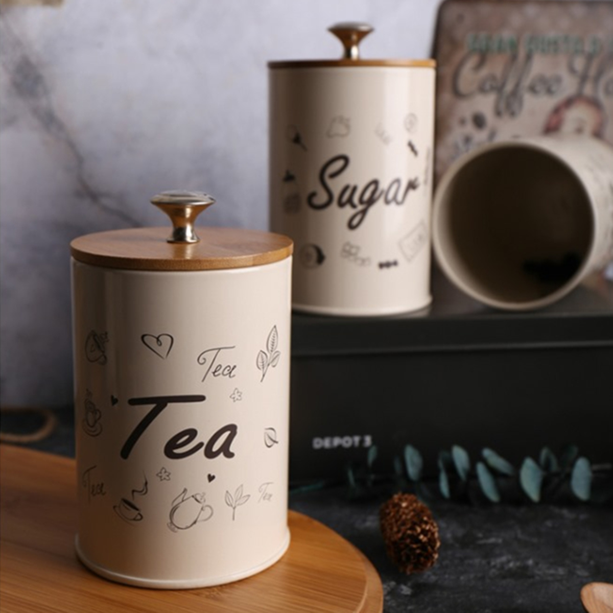 3PCS-Retro-Tea-Coffee-Sugar-Kitchen-Storage-Container-Canisters-Jars-Pots-Tins-1378929-7