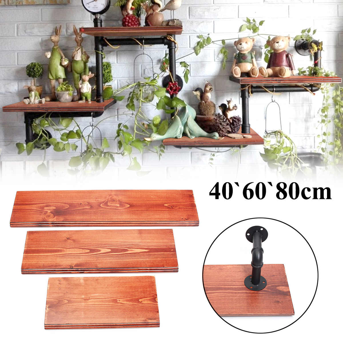 3Pcs-406080cm-Wooden-Board-Shelves-Wall-Mount-Floating-Shelf-Display-Bracket-Waterproof-Decor-1390599-3