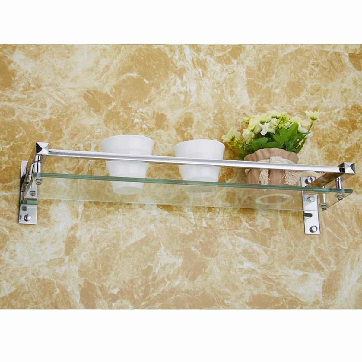 405060CM-Modern-Bathroom-Glass-Shower-Caddy-Storage-Shelf-Wall-Mounted-Brass-Base--Glass-Tier-1379762-2