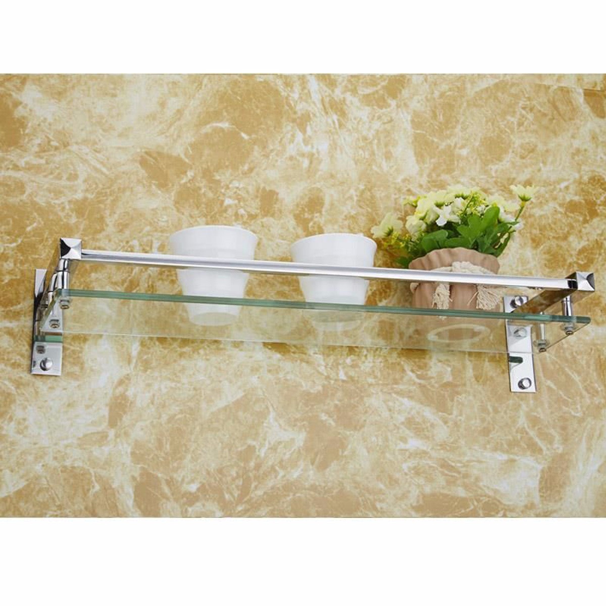 405060CM-Modern-Bathroom-Glass-Shower-Caddy-Storage-Shelf-Wall-Mounted-Brass-Base--Glass-Tier-1379762-2