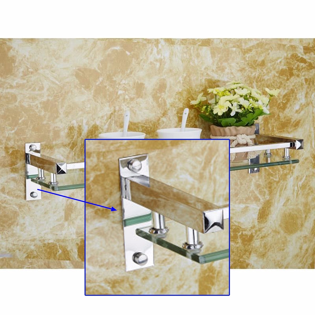 405060CM-Modern-Bathroom-Glass-Shower-Caddy-Storage-Shelf-Wall-Mounted-Brass-Base--Glass-Tier-1379762-3