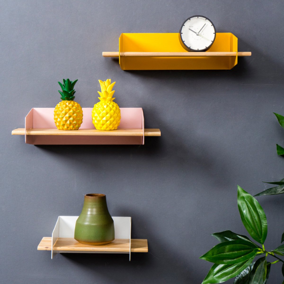 5-Color-20CM-Floating-Wall-Mounted-Shelf-Hanging-Holder-Storage-Iron-Wood-Display-Bookshelf-Bracket-1384376-3