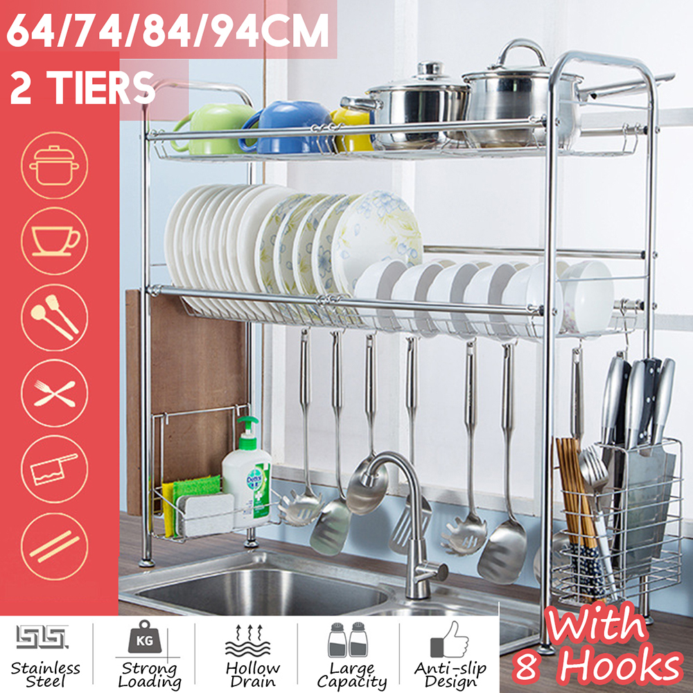 64748494cm-Stainless-Steel-Rack-Shelf-Double-Layers-Storage-for-Kitchen-Dishes-Arrangement-1669533-1