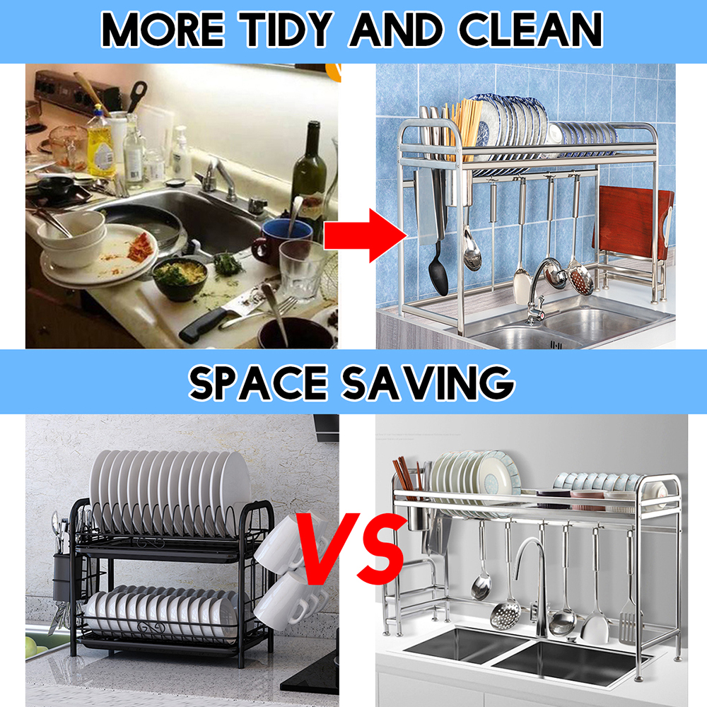 66cm91cm-Stainless-Steel-Over-Sink-Dish-Drying-Rack-Storage-Multifunctional-Arrangement-for-Kitchen--1806324-2