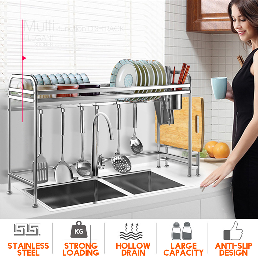 66cm91cm-Stainless-Steel-Over-Sink-Dish-Drying-Rack-Storage-Multifunctional-Arrangement-for-Kitchen--1806324-4
