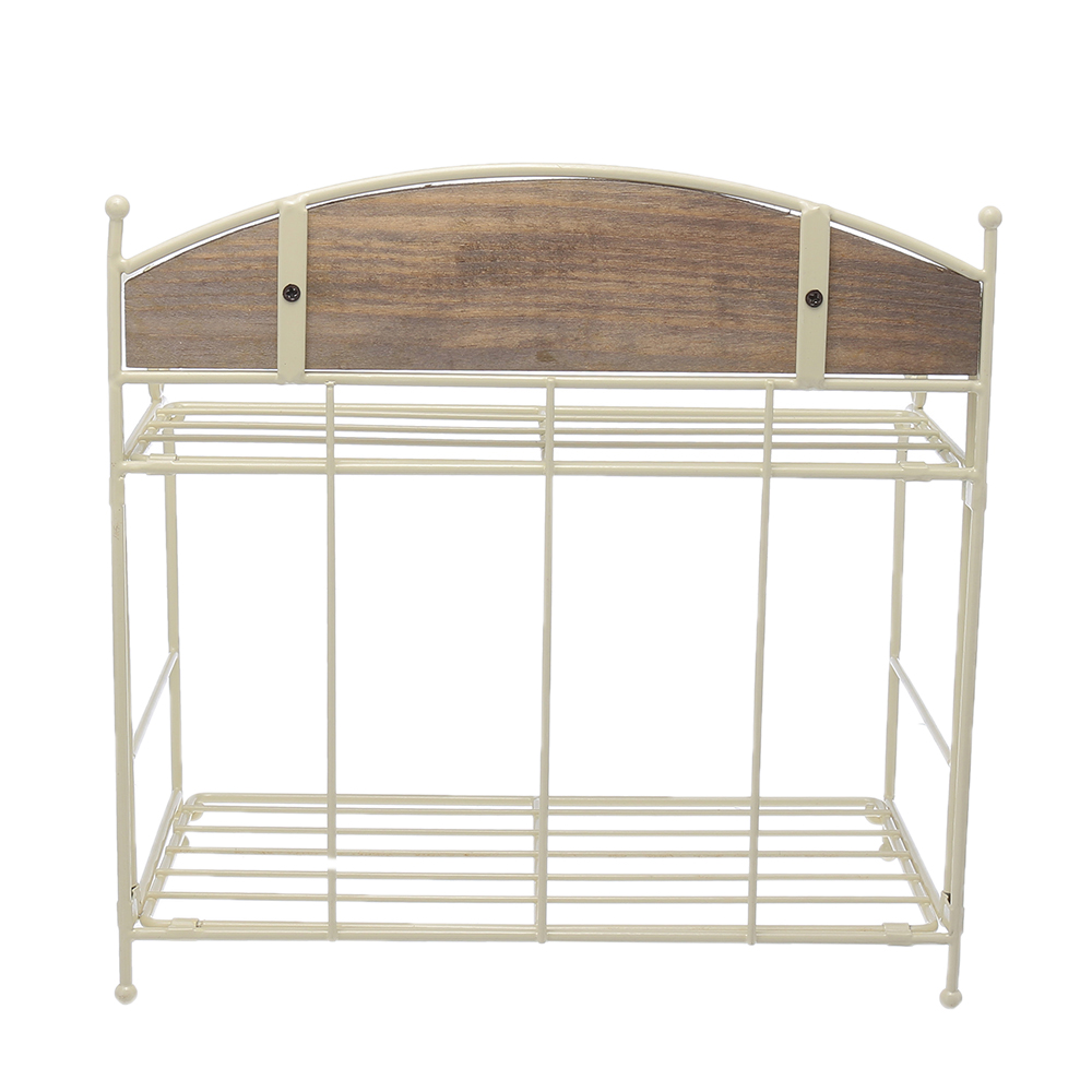 Brown--White-2-layers-Metal-Iron-Storage-Rack-Decorative-Storage-Shelf-1700273-8