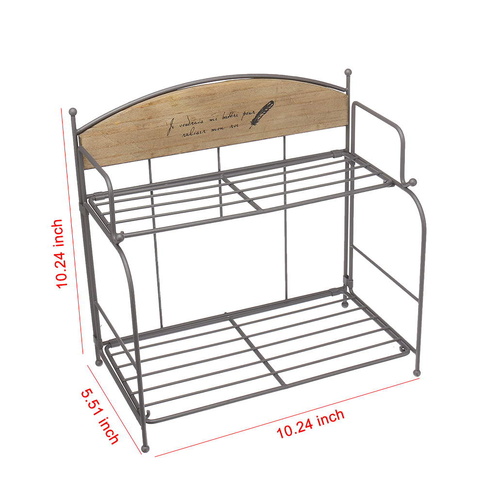 Brown--White-2-layers-Metal-Iron-Storage-Rack-Decorative-Storage-Shelf-1700273-10