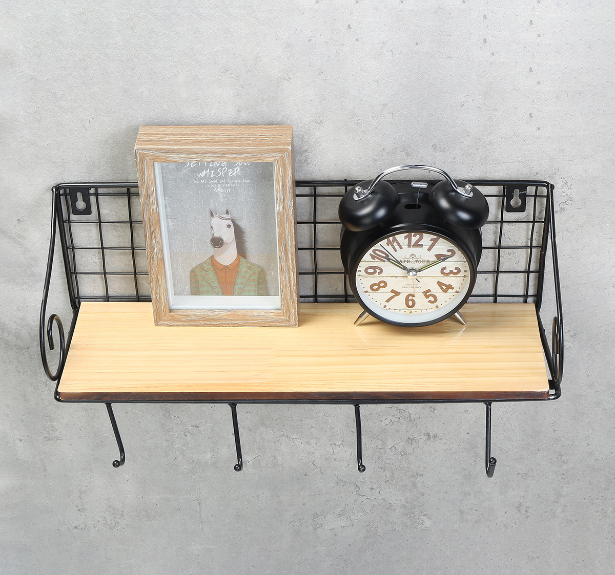 Hanging-Wall-Mounted-Rack-Storage-Organizer-Wood-Home-Display-Storage-Baskets-w-Iron-Hook-1517311-2