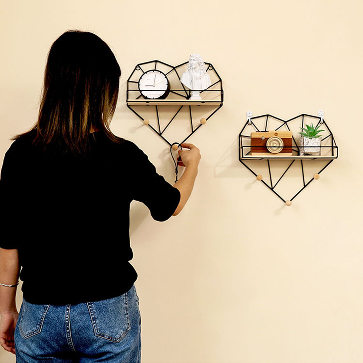 Heart-Shaped-Metal-Wire--Wooden-Rack-Wall-Unit-Hanging-Shelf-1726195-5