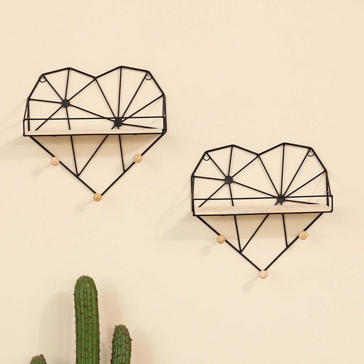 Heart-Shaped-Metal-Wire--Wooden-Rack-Wall-Unit-Hanging-Shelf-1726195-9