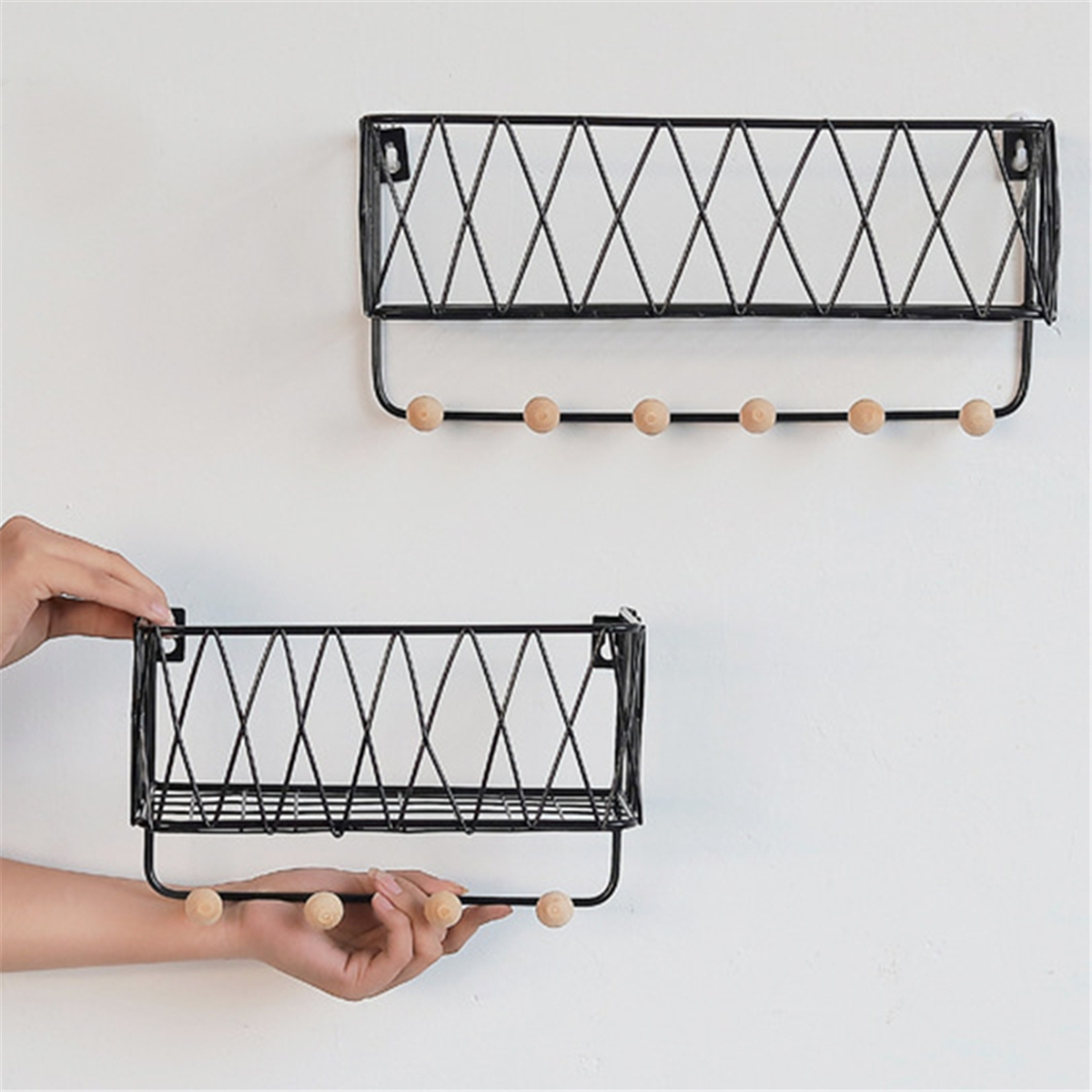 Iron-Rack-Wooden-Wall-Hanging-Shelf-Holder-Books-Pot-Plant-Storage-Hooks-1793950-5