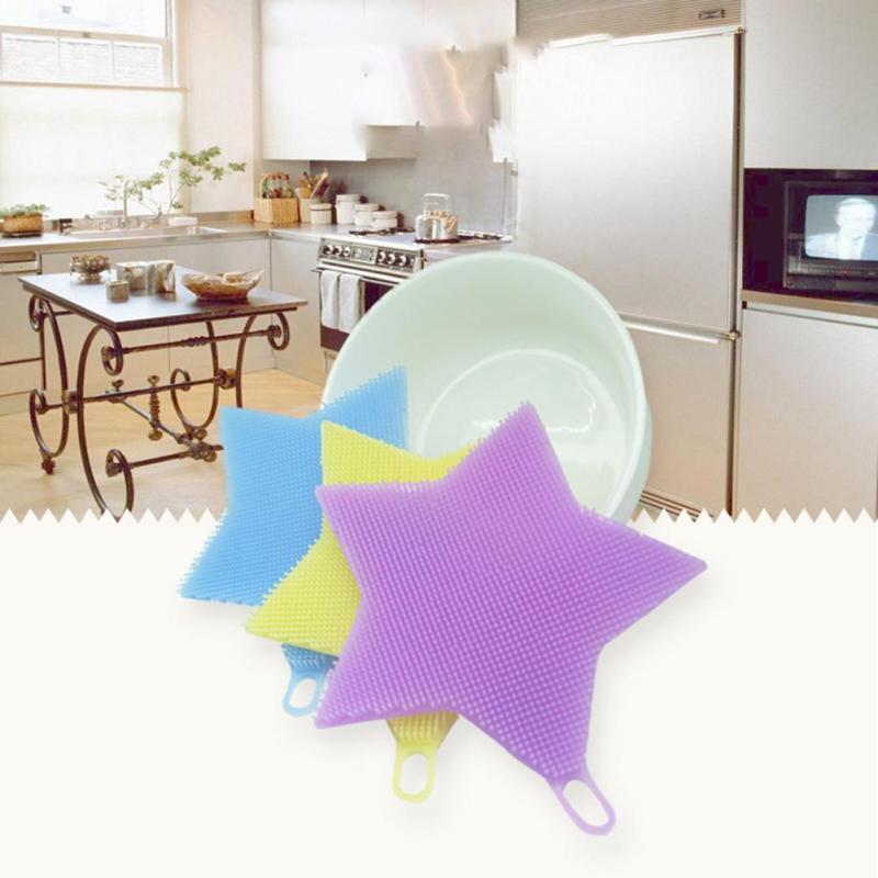 KC-SC41-Multi-function-Star-Shape-Silicone-Dish-Cleaning-Brush-Scrubber-Heat-Resistant-Coaster-1179746-1