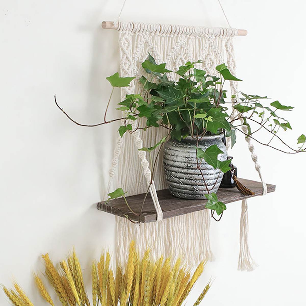 Macrame-Plant-Hanger-Platform-Basket-Bohemian-Hand-Woven-Tapestry-Wood-Pot-Shelf-1762592-3