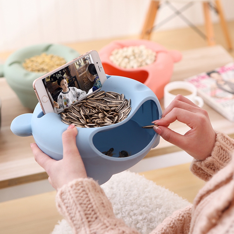 Plastic-Double-Layer-Snack-Box-Multipurpose-Lovely-Bear-Shape-Phone-Stand-Kitchen-Storage-Container-1139633-7