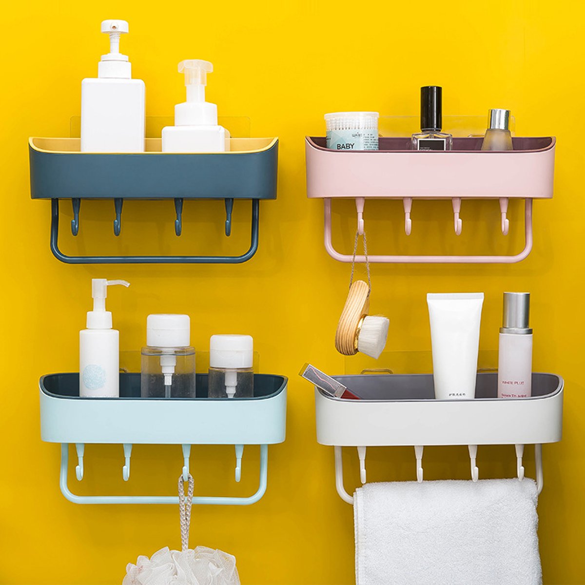 Self-adhesive-Wall-Hanging-Storage-Rack-Shelf-Hook-Home-Kitchen-Holder-Organizer-Towel-Holder-1552900-2