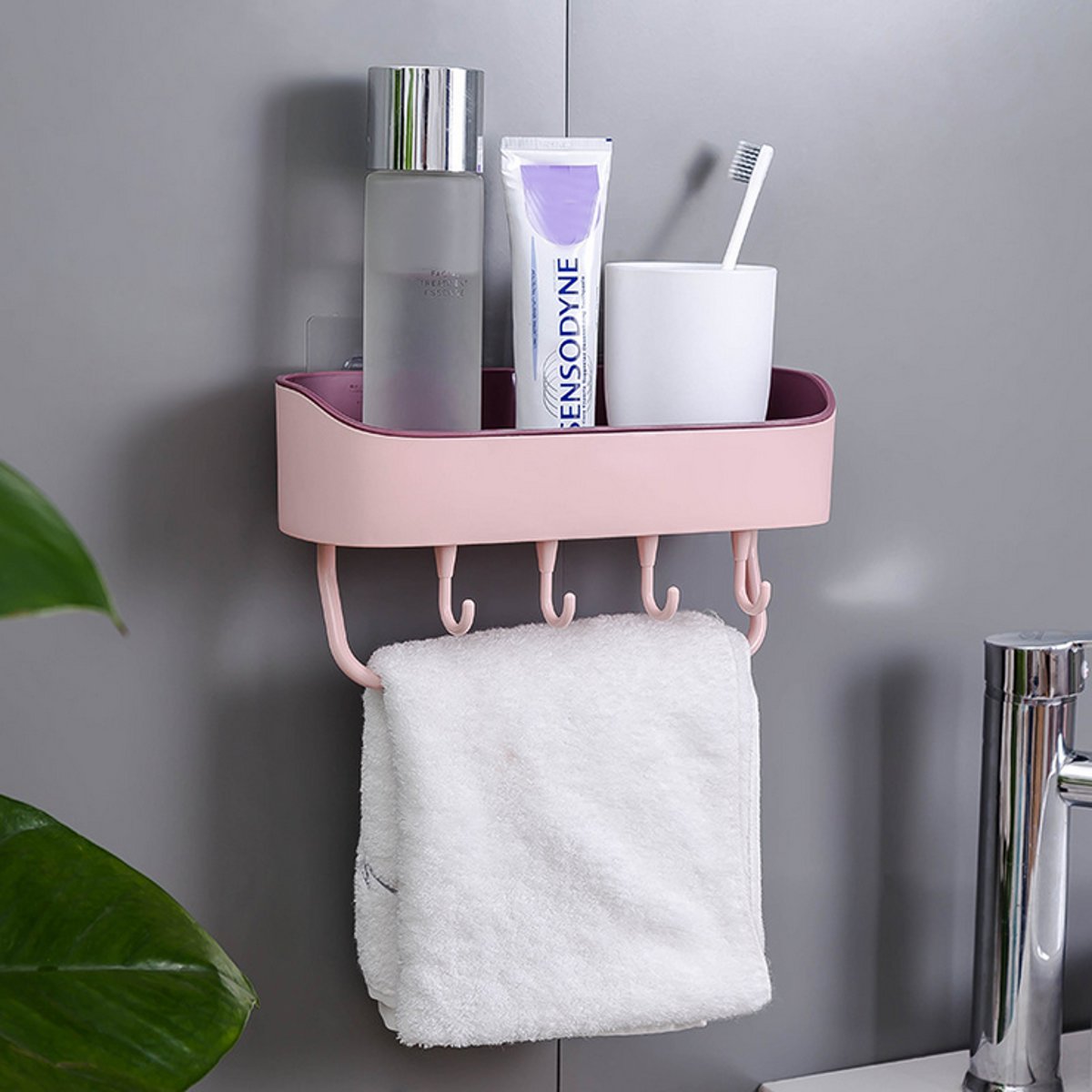 Self-adhesive-Wall-Hanging-Storage-Rack-Shelf-Hook-Home-Kitchen-Holder-Organizer-Towel-Holder-1552900-4
