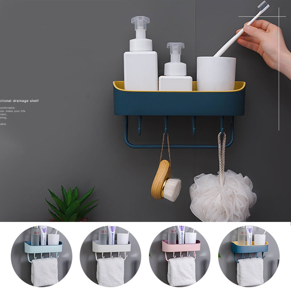 Self-adhesive-Wall-Hanging-Storage-Rack-Shelf-Hook-Home-Kitchen-Holder-Organizer-Towel-Holder-1552900-10