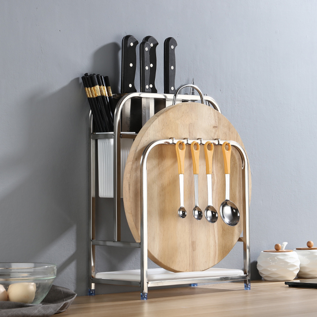 Stainless-Steel-Kitchen-Storage-Holder-Shelf-Rack-Cutting-Board-Tableware-Holder-1686069-2