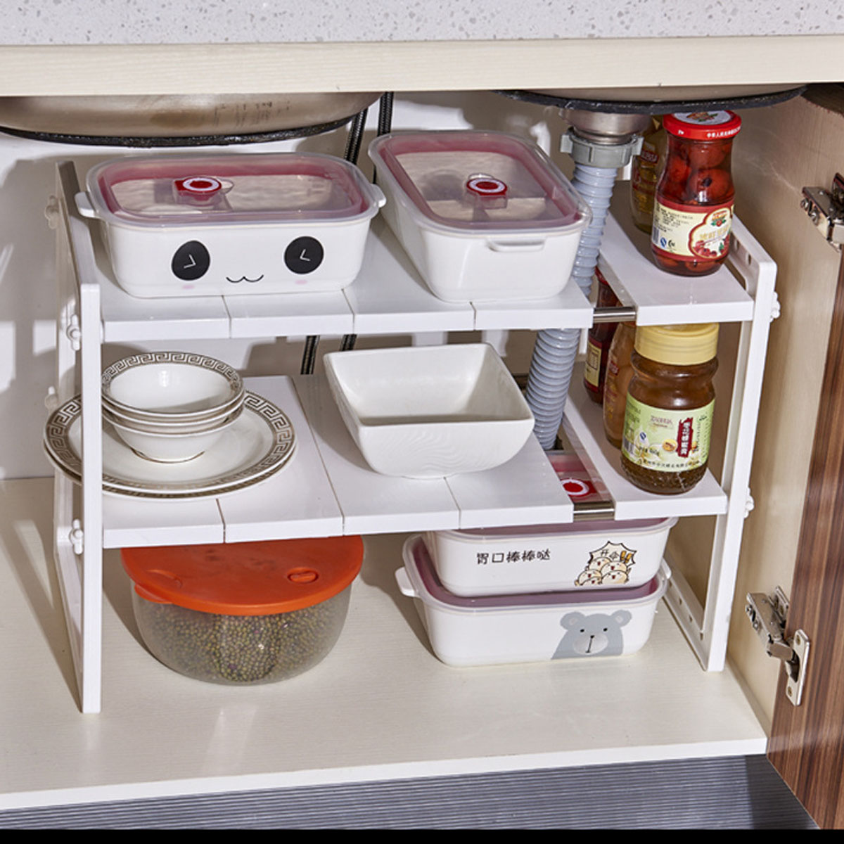 Under-Sink-2-Tier-Expandable-Shelf-Organizer-Rack-Storage-Kitchen-Tool-Holders-1684365-3