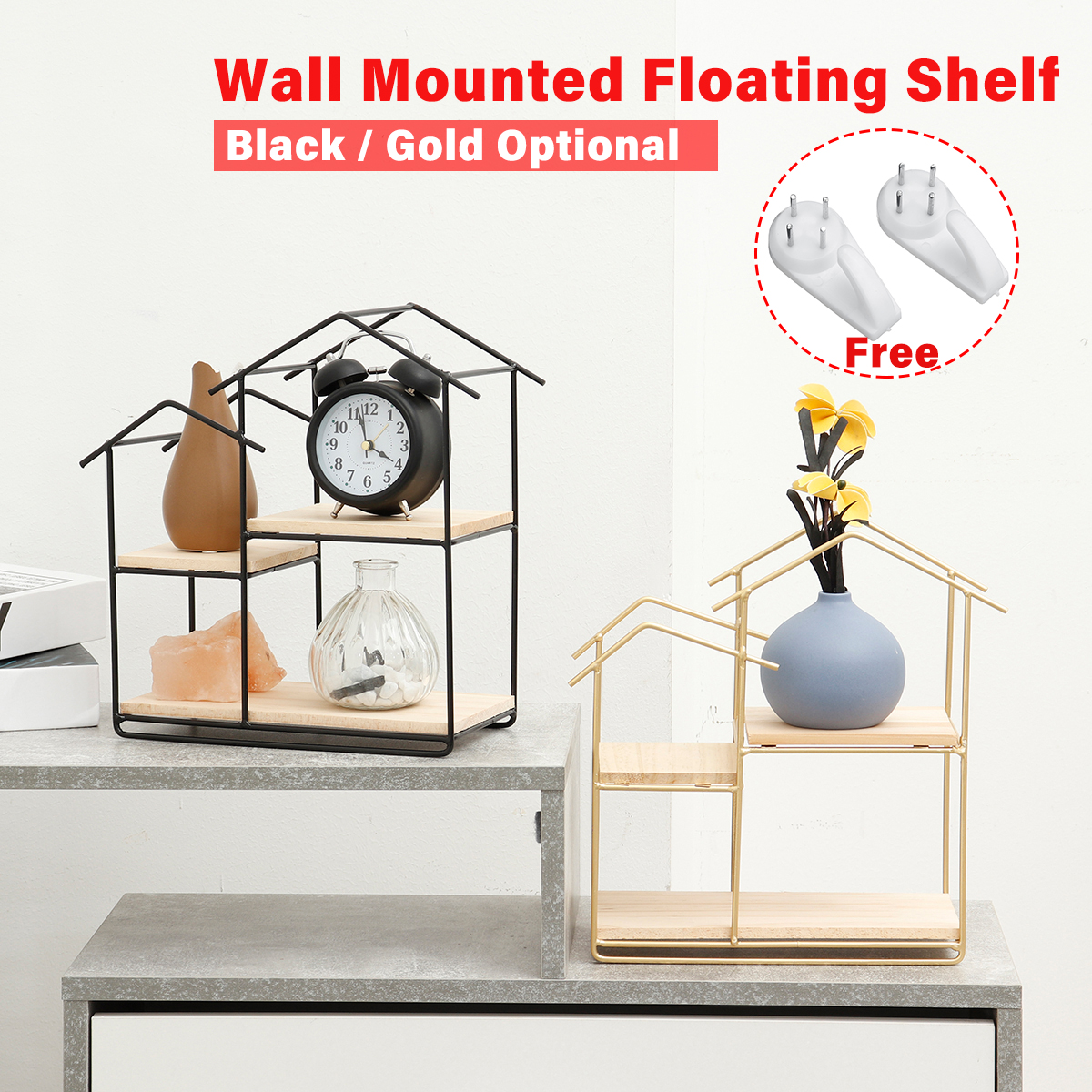Wooden-Metal-Floating-Shelf-Wall-Mounted-Storage-Display-Rack-House-Home-Shaped-Shelf-1761607-1