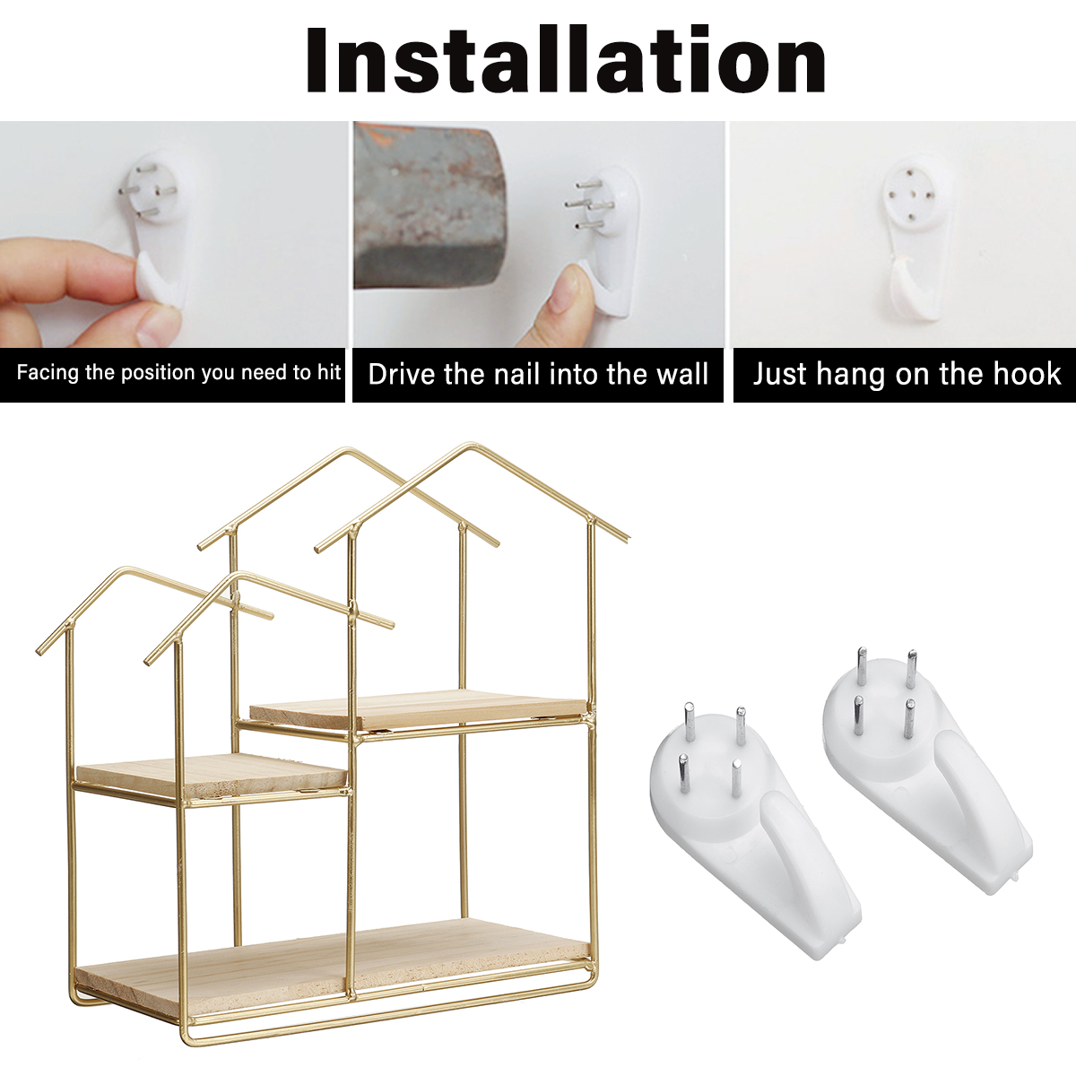 Wooden-Metal-Floating-Shelf-Wall-Mounted-Storage-Display-Rack-House-Home-Shaped-Shelf-1761607-2