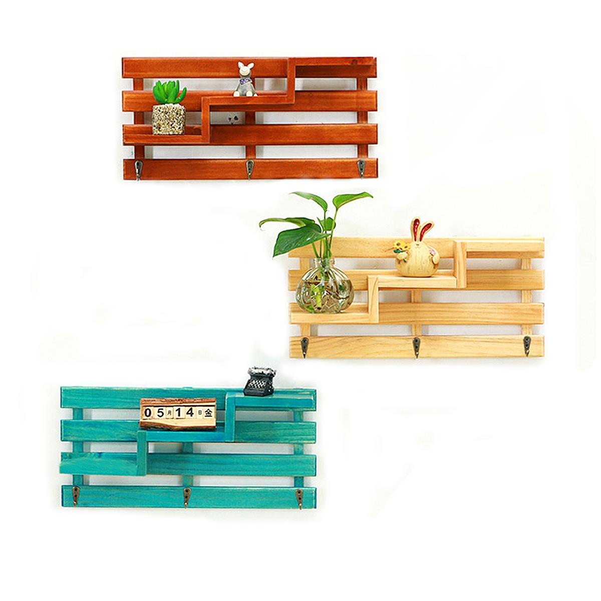 Wooden-Wall-Mounted-3-Hanger-Hooks-Floating-Shelf-Vintage-Shabby-Rack-1206886-1