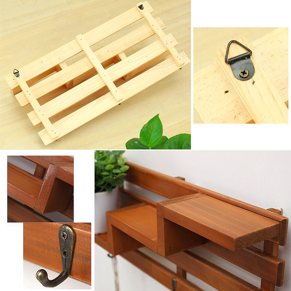 Wooden-Wall-Mounted-3-Hanger-Hooks-Floating-Shelf-Vintage-Shabby-Rack-1206886-8