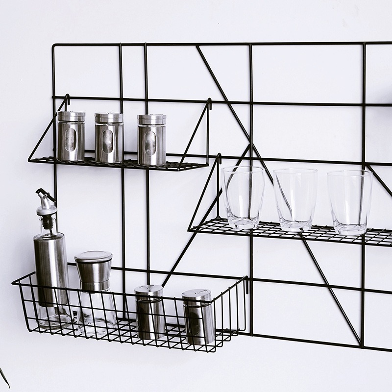 Wrought-Iron-Kitchen-Shelf-Wall-mounted-Punch-free-Kitchen-Supplies-Seasoning-Rack-Storage-1671676-3