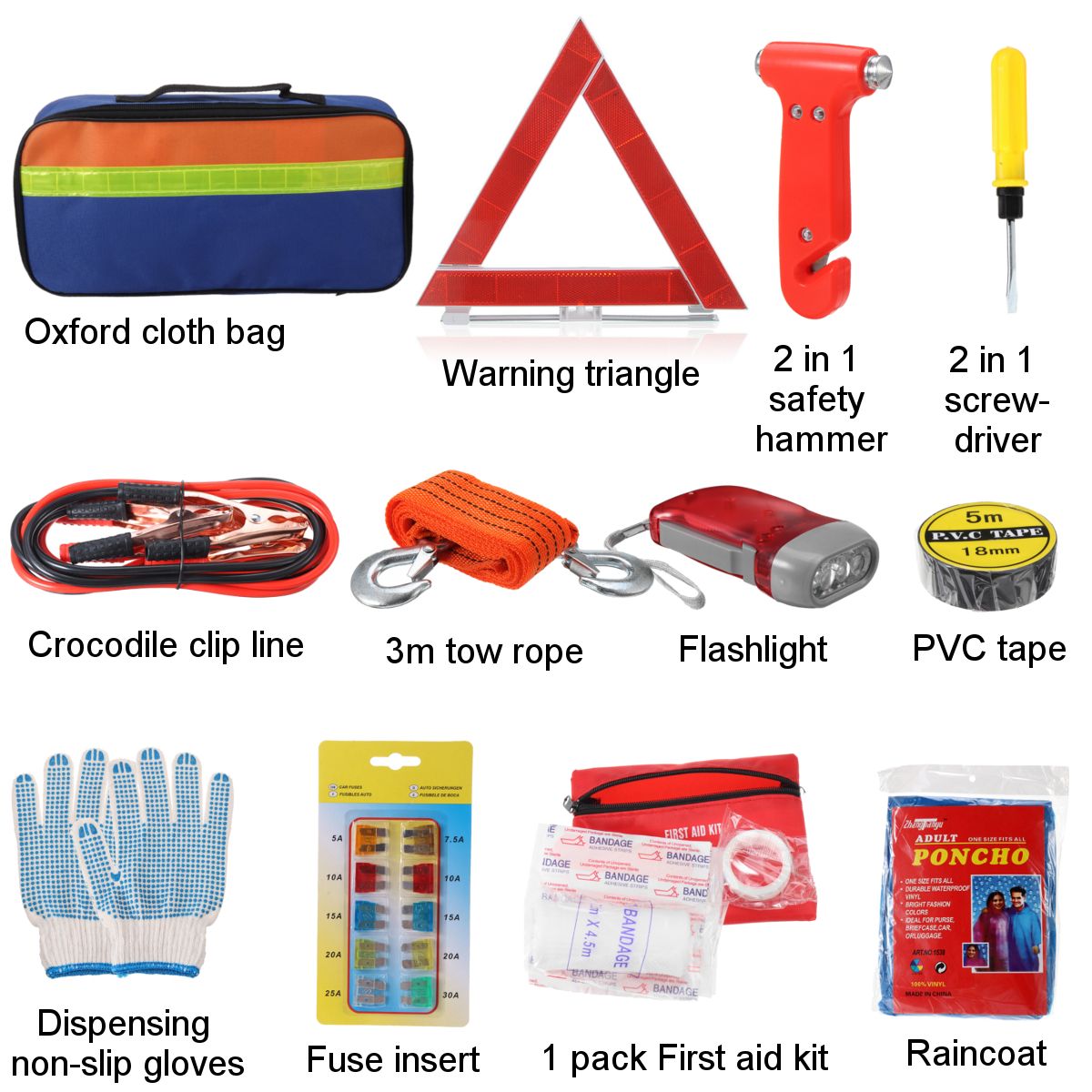 36PCS-Emergency-Kit-Car-Tool-Bag-Warning-Triangle-Flashlight-Safety-Hammer-First-Aid-Kit-Outdoor-Tra-1844804-2