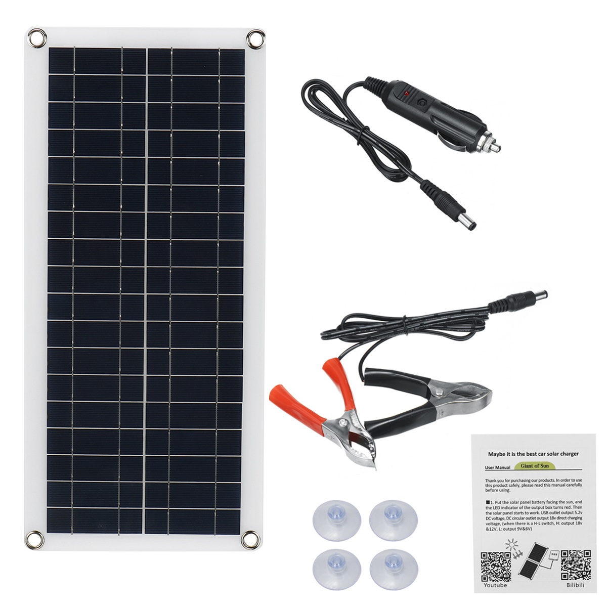 30W-Solar-Panel-Kit-12V-Battery-Charger-100A-Controller-USB-RV-Travel-Camping-1721762-1