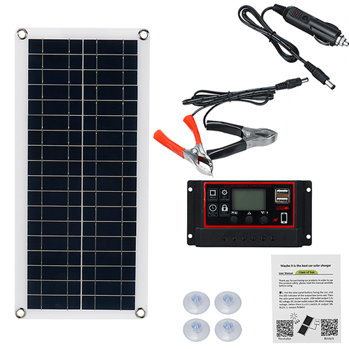 30W-Solar-Panel-Kit-12V-Battery-Charger-100A-Controller-USB-RV-Travel-Camping-1721762-2