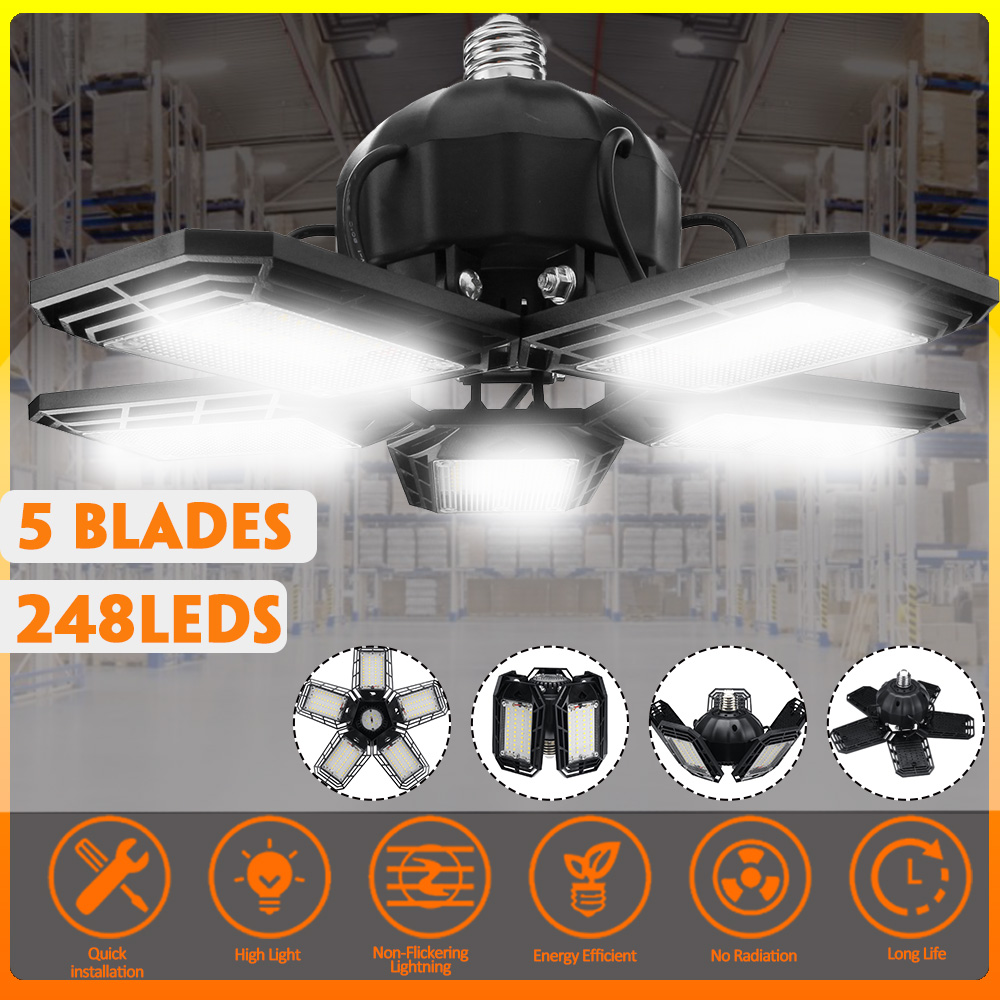 248-LED-5-Panels-Deformable-Garage-Light-E27-Basement-Ceiling-Lights-Folding-LED-Workshop-Fixture-1860892-2