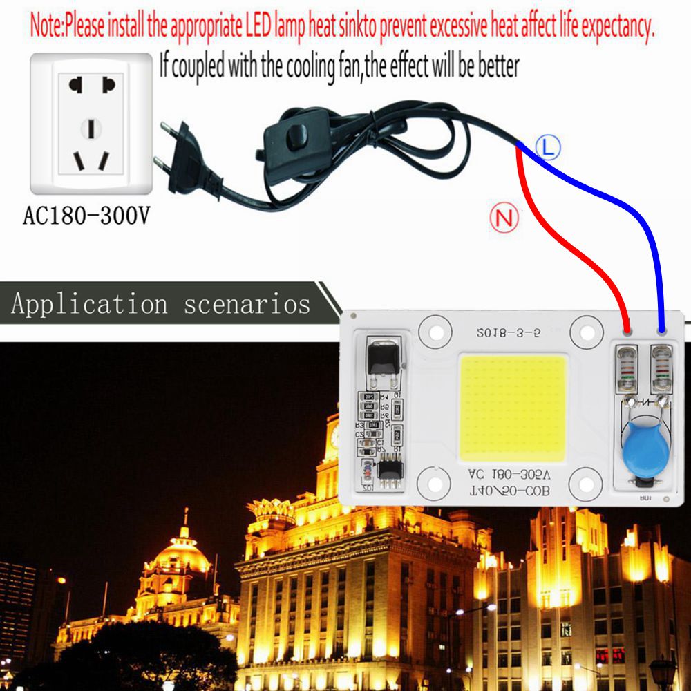 LUSTREON-50W-Non-drive-Thunder-Protection-COB-LED-Chip-for-DIY-Flood-Light-Spotlight-AC180-300V-1320495-5