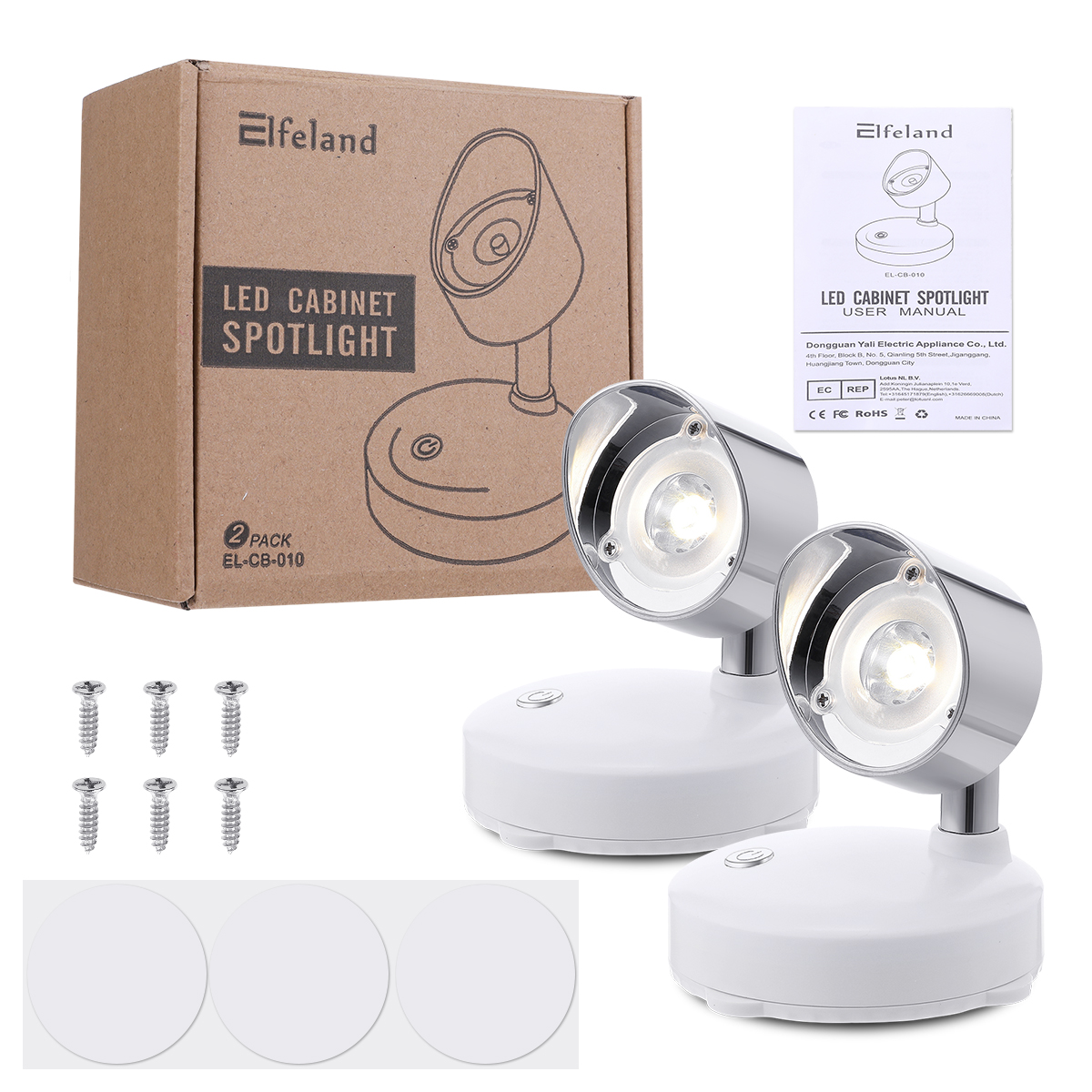 2PCS-Elfeland-Battery-Powered-LED-Cabinet-Light-Remote-Control-Spotlighting-for-Showcase-Home-Hotel-1675433-2