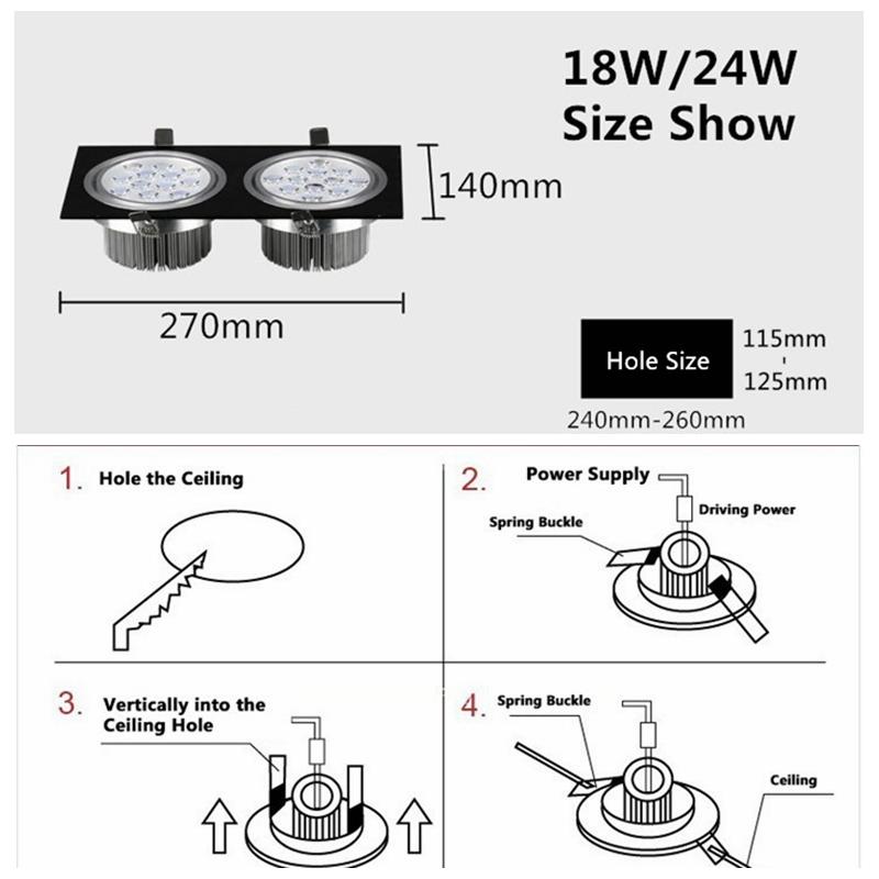 6W10W14W18W24W30W36W-Double-heads-Sliver-LED-Ceiling-Recessed-Light-Down-Light-85-260V-1055947-9