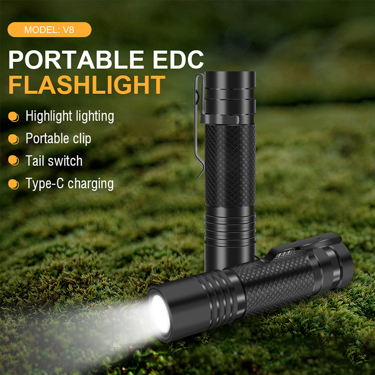 BORUIT-V8-800LM-Type-C-Fast-Rechargeable-EDC-Flashlight-with-18650-Battery-Power-Indicator-Waterproo-1964471-1