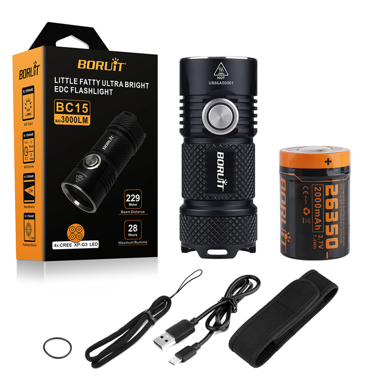 BORUiT-BC15-4XPG3-3000LM-USB-Rechargeable-Powerful-LED-Flashlight-Kit-with-26350-Battery-Super-Brigh-1749817-14